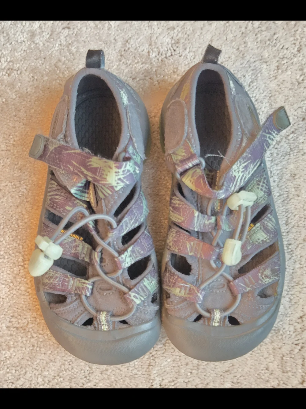 Keen Kids GREY Multi-Color Water Shoes Glow In The Dark Sole Washable